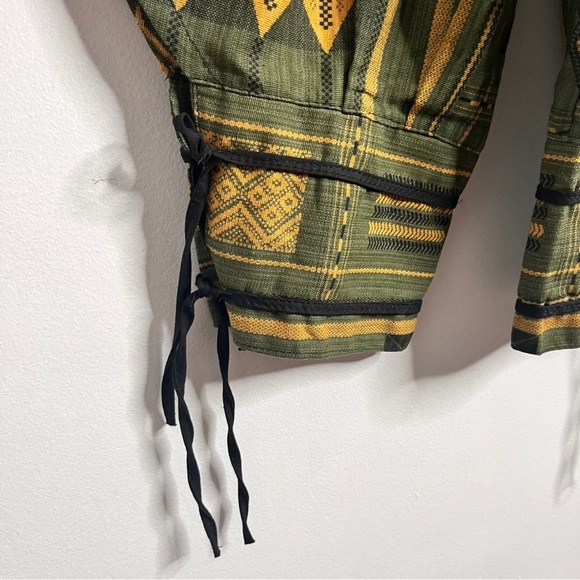 Harem Pants Mixed Print Size Small Olive Green Pull On Boho Hippie Travel - Picture 5 of 8